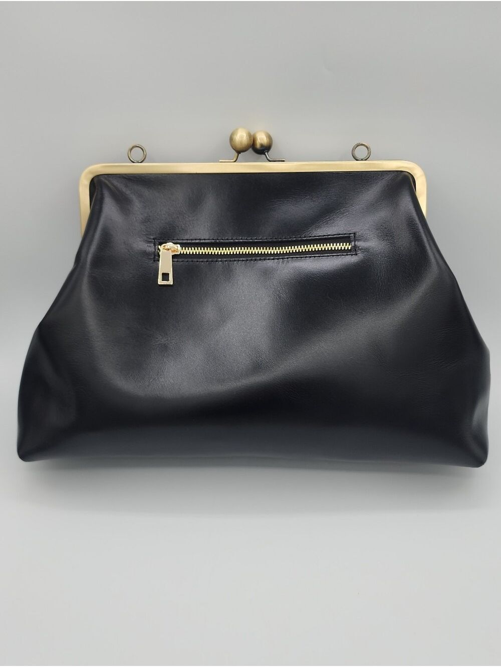 Black Leather Frame Bag #2950 - Picture 6 of 17